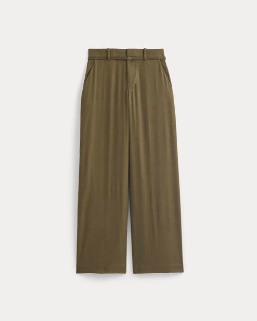 Wide-Leg Belted Pant in Stretch Linen | Beech | Long